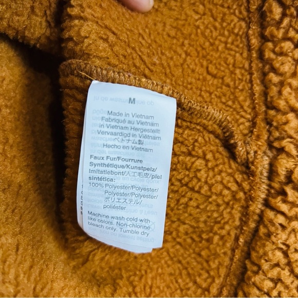 J. Crew Brown Polartec 1/4 Snap Button Sherpa Pullover - Picture 4 of 6